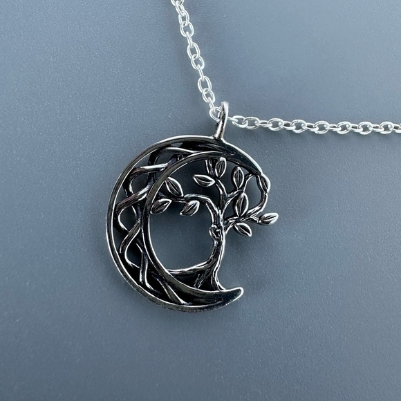 Sterling Silver Tree of Life and Moon Necklace - Picture 6 of 11